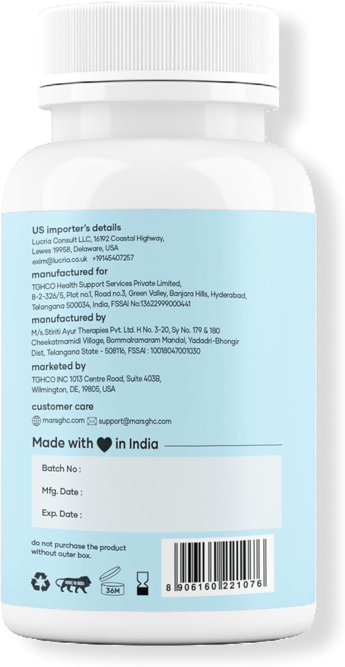 Mars Micronized Creatine Monohydrate Caps with Shilajit &amp Surgemax (120N) | 100% Pure &amp Natural | Overall Well-Being - Pack of 1
