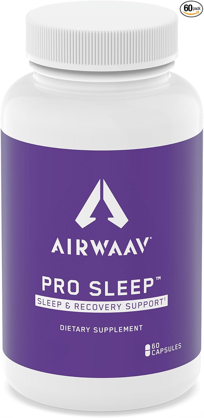 AIRWAAV Pro Sleep – Melatonin-Free Nighttime Recovery Supplement | Magnesium Bisglycinate | Helps You Relax Naturally Support Deep Sleep Cycles &amp Wake Up Clear | Non-GMO 60 Capsules