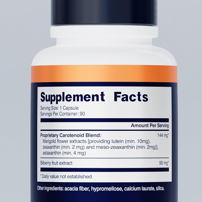 Simply Macu MD – Advanced Vision Support Supplement with Lutein Zeaxanthin Meso-Zeaxanthin &amp Astaxanthin – Bilberry Extract – Vegan Non-GMO Gluten Free – 90 Day Supply (90 Capsules)