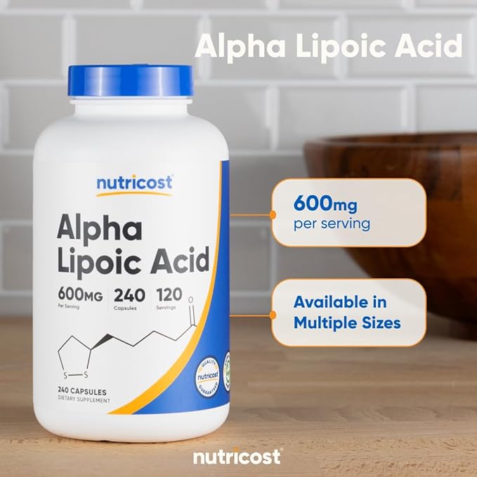 Nutricost Alpha Lipoic Acid 600mg Per Serving 240 Capsules - Gluten Free Vegetarian Capsules Soy Free &amp Non-GMO (Pack of 2)