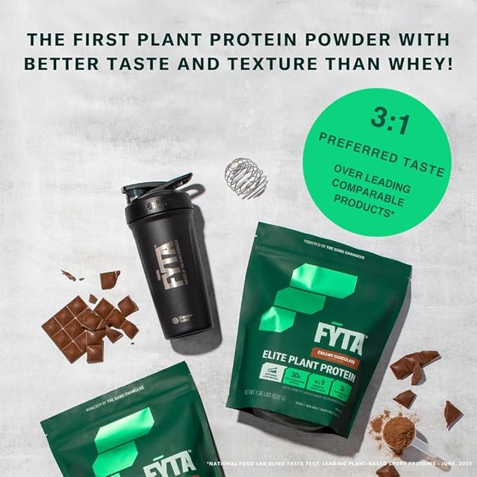 FYTA Vegan Protein Powder - Chocolate Plant Based Protein Powder with Better Taste &amp Texture Than Whey Protein - 30g Non-GMO &amp Dairy Free Protein Powder Vegan for Women &amp Men - Creamy Choc