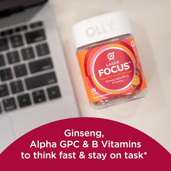 OLLY Laser Focus Gummy Ginseng Alpha GPC B Vitamins 36 Count &amp Men's Multivitamin Gummy Vitamins A C D E B Zinc 90 Count
