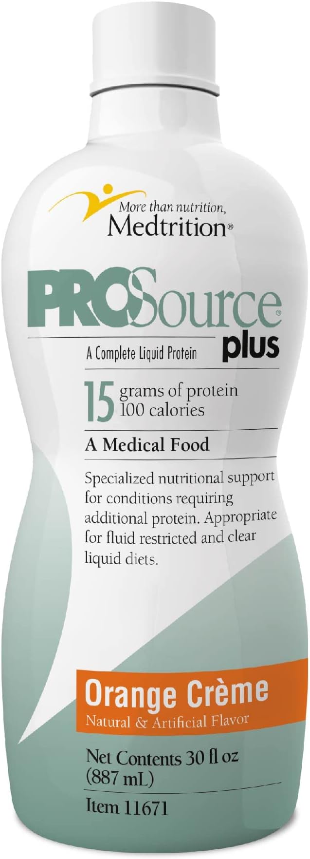 Liquid collagen peptides Type I III 15 grams protein per oz. |Prosource Plus Orange Crème Bottle Medtrition|