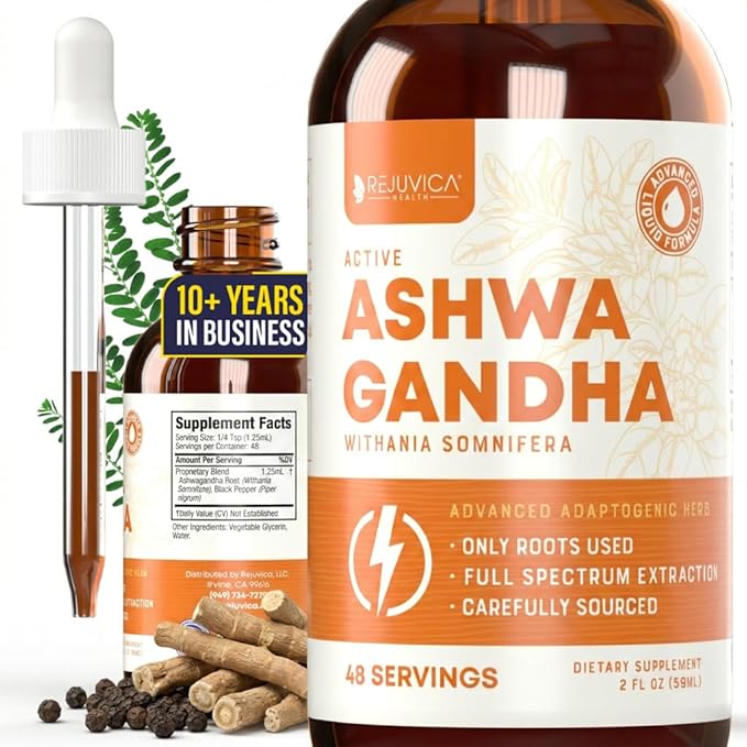 Rejuvica Health Active Ashwagandha - Advanced Liquid Supplement - Withania Somnifera Extract - Ashwagandha Roots Only - Naturally Occurring Withanolides