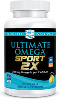 Nordic Naturals Ultimate Omega Sport 2X Lemon Flavor - 60 Soft Gels - 2150 mg Omega-3 - NSF Certified Fish Oil with EPA &amp DHA - Heart &amp Muscle Health Recovery - Non-GMO - 30 Servings