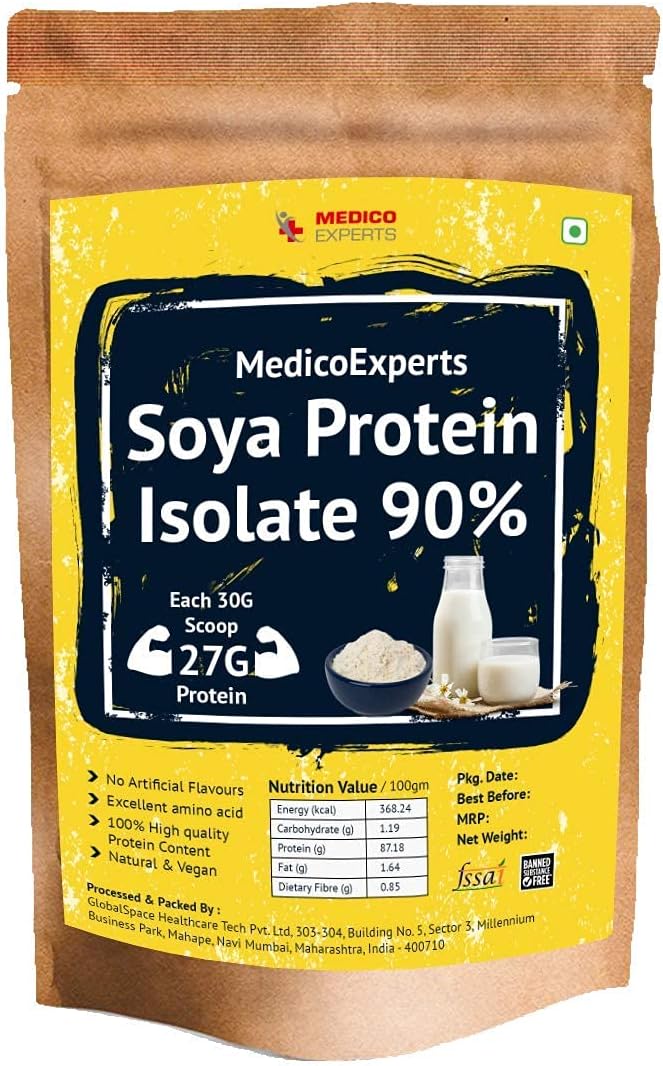Astha MedicoExperts Soy Protein Isolate 90% Vegetarian and Natural 950 Grams (Unflavored)
