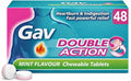 Double Action Chewable Tablets Mint Flavor – Digestive Comfort &amp Acid Reflux Support – 48 Tablets