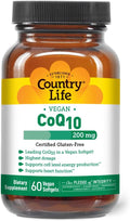 Country Life Simply CoQ10 200mg – Supports Heart Function &amp Cellular Energy Vegan Softgels Certified Gluten-Free Non-GMO 60 ct – Cardiovascular Health Supplement
