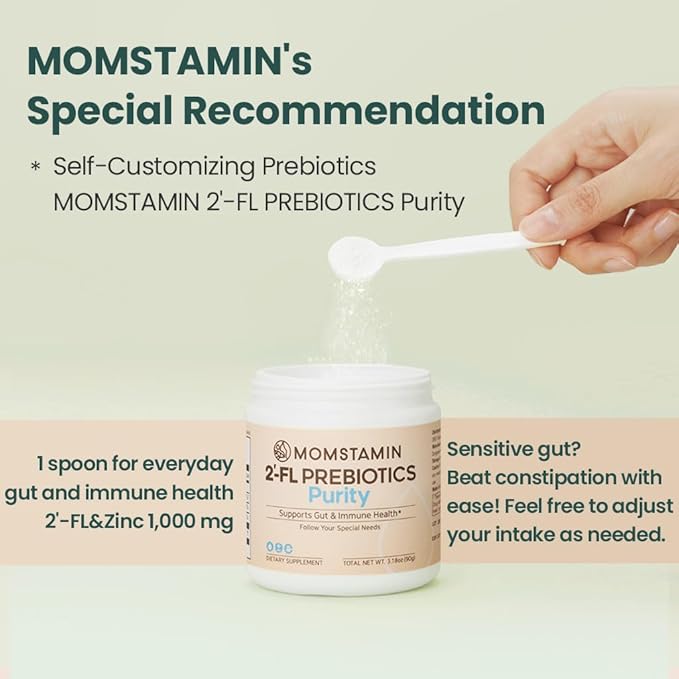 MOMSTAMIN Purity HMO Human Milk Oligosaccharide (HMO 2'-FL) Prebiotic Powder Feed Probiotics for Immune Support Healthy Gut Digestive Health GRAS Approved (90 Servings 3 Months)