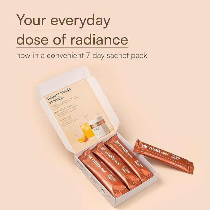 VIT_a_ls Skin Radiance Marine Collagen Supplement (Orange Pack of 7) | Vitamin C E Sodium Hyaluronate | for Healthy Skin Hair &amp Nails