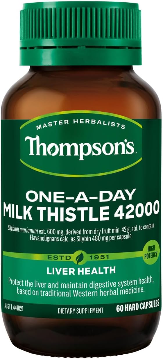 Thompsons Milk Thistle 42000 Helps Liver Function 60 Capsules