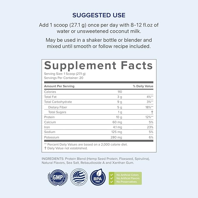 Gundry MD® Pro Plant Complete Shake™ High-Fiber Plant Protein Blend 20 Servings (Vanilla)