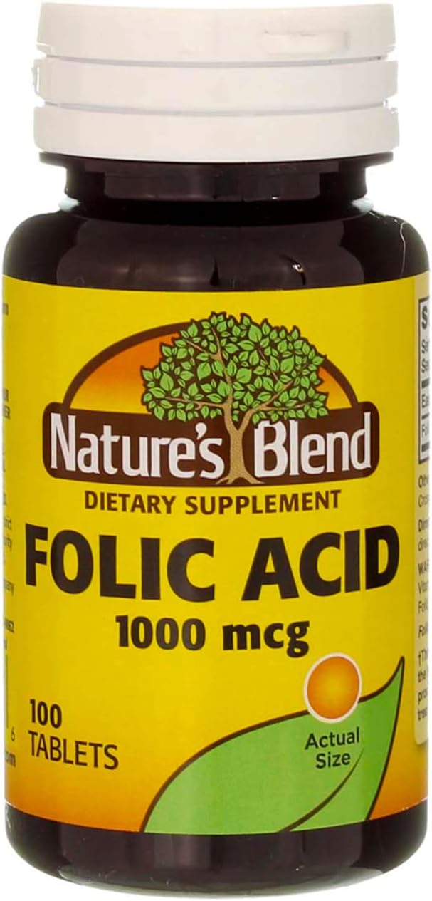Nature`s Blend Folic Acid 1000mcg Tablets 100 Count (5 Pack)