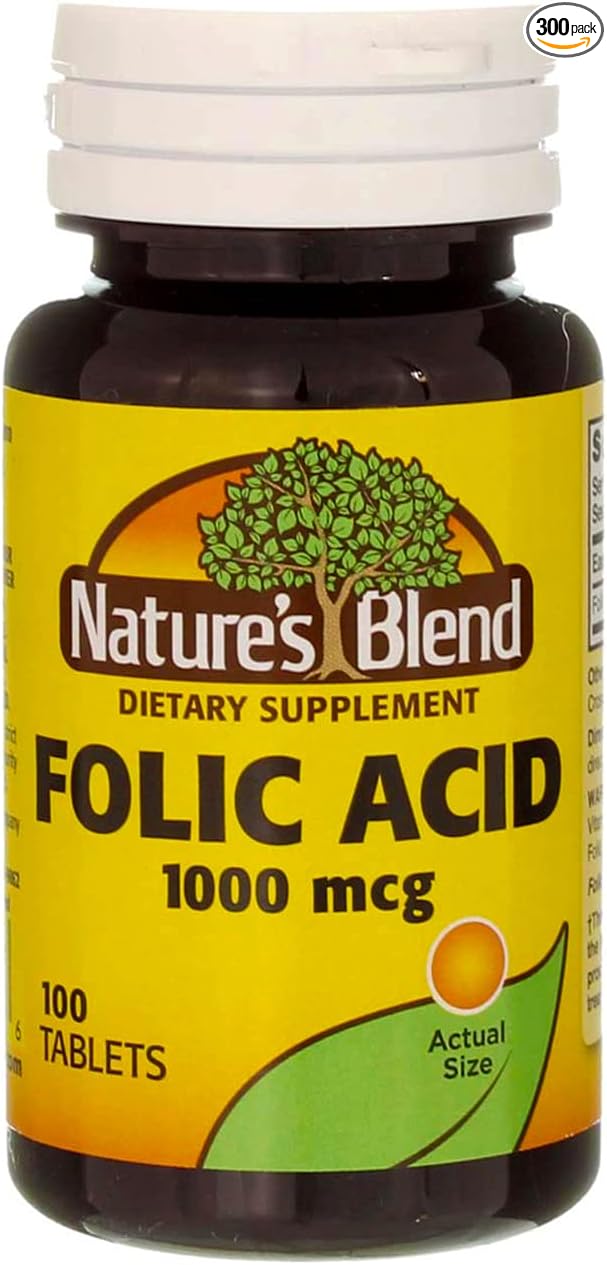 Nature`s Blend Folic Acid 1000mcg Tablets 100 Count (6 Pack)