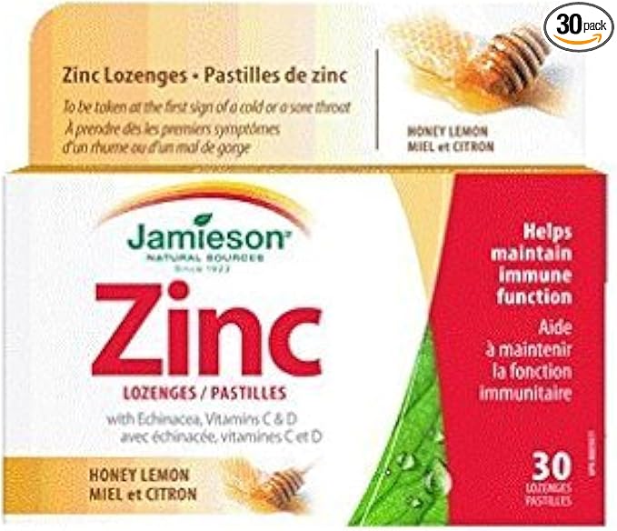Zinc Lozenges with Echinacea and Vitamin C - Lemon-30 Lozenges Brand: Jamieson Laboratories