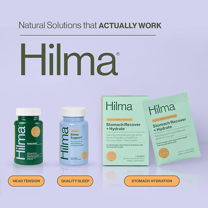 Hilma Natural Tension Headache Relief Supplements with Magnesium Boswellia and Feverfew 50 Vegan Capsules