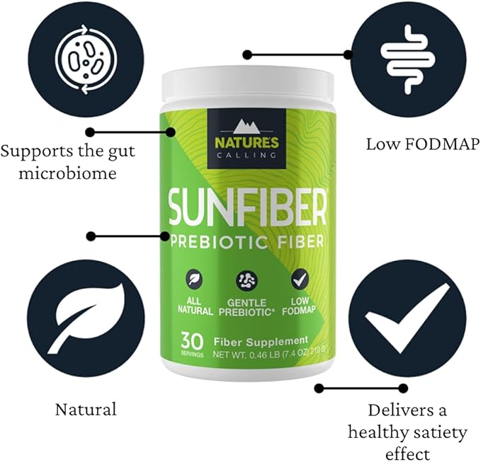 NATURE'S CALLING All-Natural Fiber Supplement | Gentle | Non-GMO | Low-FODMAP | Sunfiber | Prebiotic 30 Servings (7.4 oz)