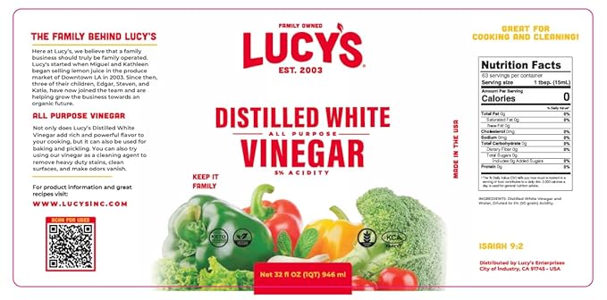 Lucy's Family Owned - Natural Distilled White Vinegar 1 Gallon 128oz. (Pack of 2)