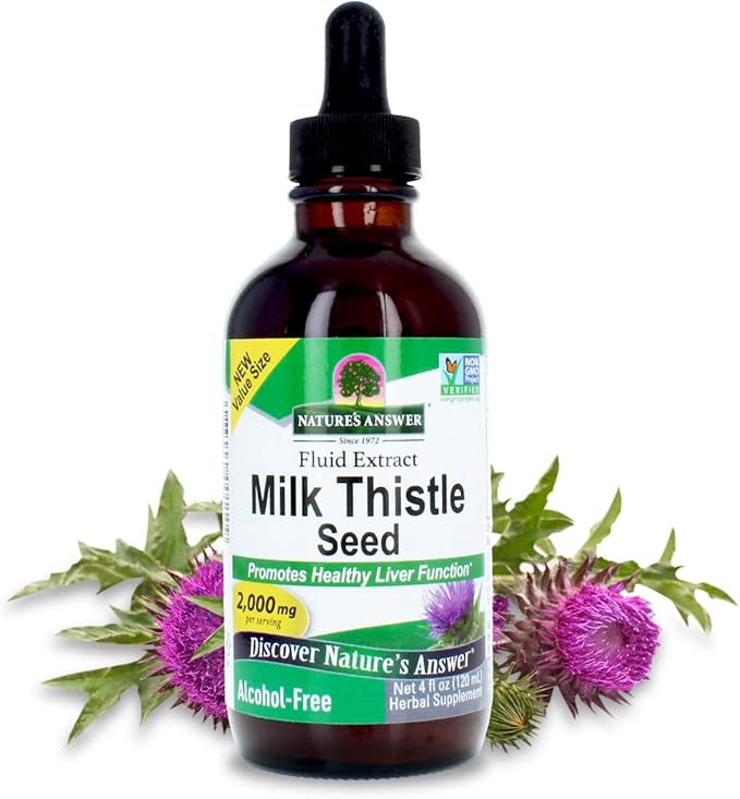 Nature's Answer Milk Thistle Extract - Alcohol Free Non GMO Liver Support Supplement for Everyone - Liver Detox Made in USA (4 Ounce)