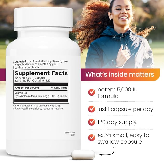 REVITALIZE Vitamin D3 5000 IU Supplement for Immune Support &amp Bone Health - 120 Capsule Compare &amp Save Complete.