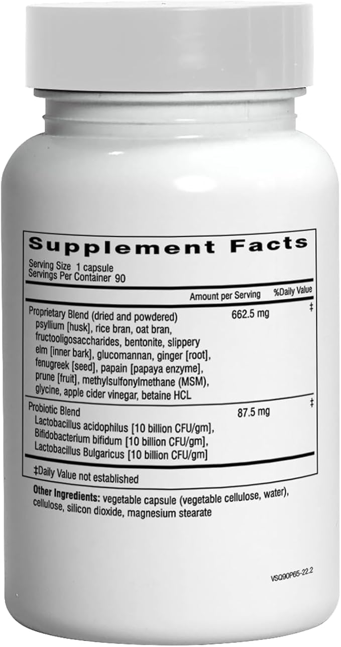 Dr. Wilson's Squeaky Clean Gut and Digestive Health with Fiber probiotics enzymes and More 90 Capsules