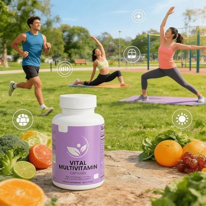 Daily Multivitamin Capsules Immune Support with Vitamin B Complex Antioxidants Echinacea Spirulina
