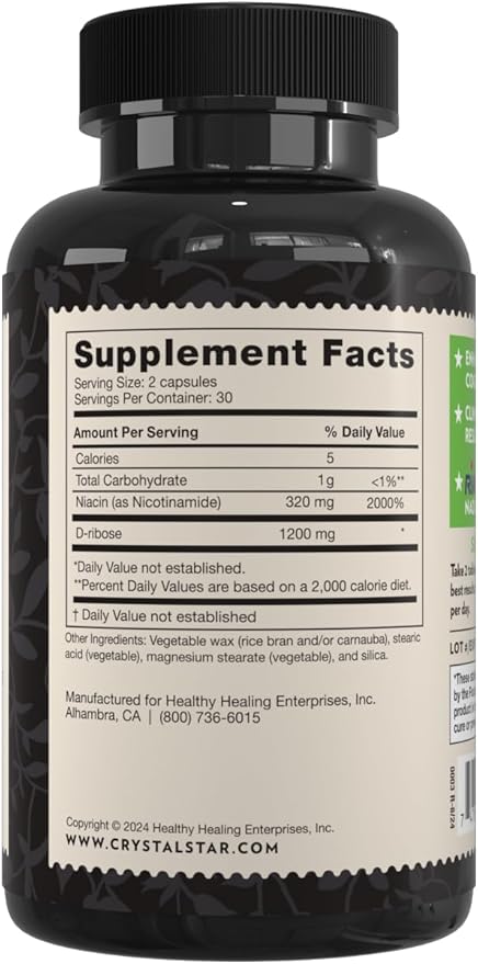 Crystal Star NAD+ (60 Tablets) - Patented NAD for Cellular Energy &amp Healthy Aging - Clinically-Proven More Efficient Than Nicotinamide Riboside - 30 Day Supply - Non-GMO