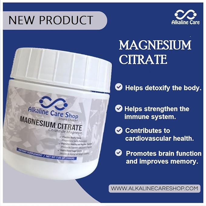 Alkaline Care | Magnesium Citrate Powder Supplement High Absorption Potent Magnesium Supplement - Unflavored |Support Sleep Muscle Bone Health Energy Heart &amp Digestion | Net WT 7.05 OZ (200gr