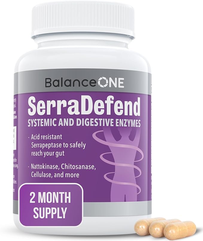 Balance ONE Biofilm Disruptor – Proteolytic Enzymes &amp Defense Supplement with Serrapeptase &amp Nattokinase – Systemic &amp Digestive Support – 60 Capsules 2 Month Supply – for Women &amp Men
