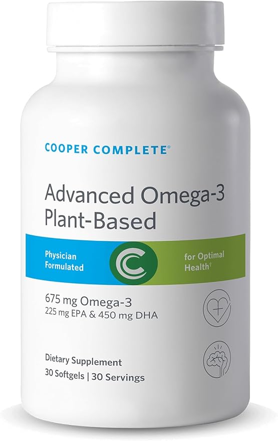 Cooper Complete Advanced Omega-3 Plant-Based Vegan Softgels 675mg Omega-3 225 mg EPA &amp 450mg DHA 30 Servings