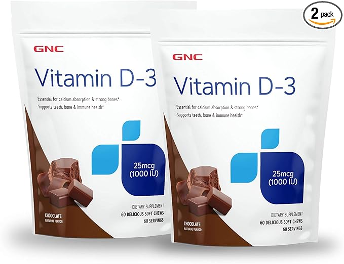 GNC Vitamin D-3 Soft Chews 1000IU - Chocolate - Twin Pack