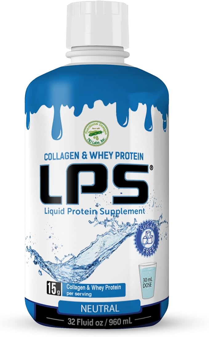 Nutritional Designs LPS Liquid Collagen &amp Whey Protein Supplement - Sugar-Free Non-GMO Drink - Promotes Healthy Skin &amp Hair for Men &amp Women (Neutral)