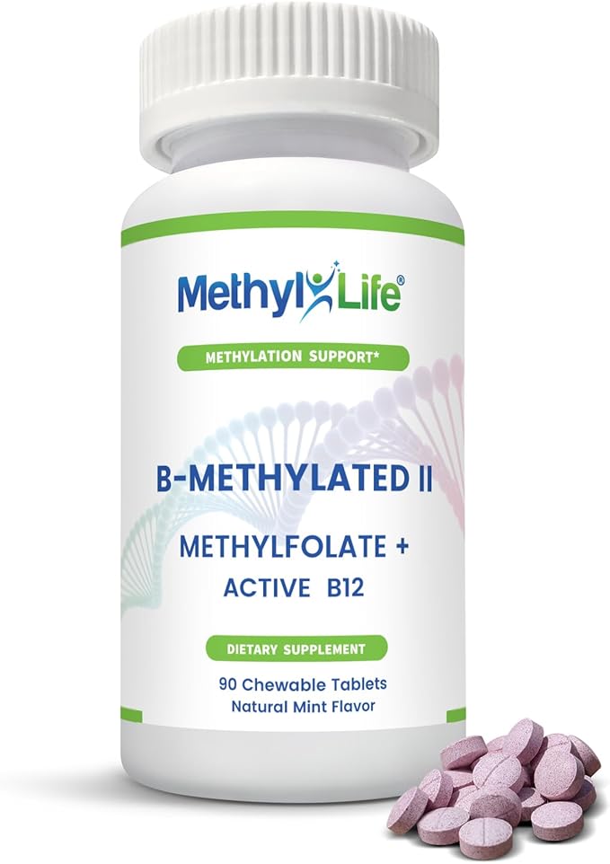 Methyl-Life® B-Methylated Chewable – 3 mg L-Methylfolate + Methyl B12 Sublingual Tablets (Methylcobalamin) | Active Folate &amp Vitamin B12 | Vegan Non-GMO Gluten-Free