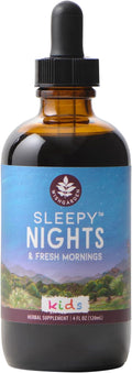WishGarden Herbs Sleepy Nights for Kids Liquid Herbal Sleep Aid Without Melatonin Passionflower Oat Scullcap Supports Restful Sleep Non-Sedative USDA Organic 4oz