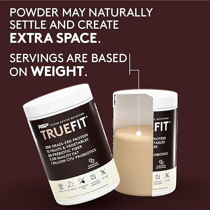 TrueFit High Fiber Protein Powder Grass-Fed Whey Meal Replacement Shake with Prebiotics Probiotics &amp Organic Superfoods Keto Friendly Gluten Free
