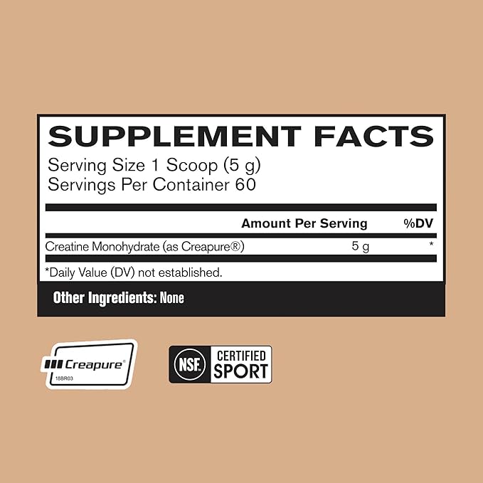 BARE PERFORMANCE NUTRITION BPN Pure Creatine Monohydrate Powder by Creapure 5g of Creatine per Serving Supports Muscle Growth Unflavored Creatine Powder 60 Servings