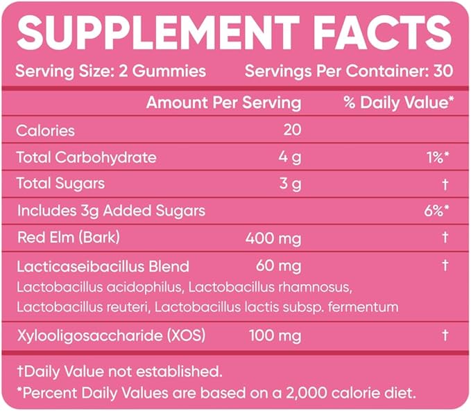 Probiotics for Women Gummies - Multiple Probiotics &amp Red Elm - Supports Gut Flora Feminine Health &amp Immune Function - 60 Active Daily Gummies (3PCS)