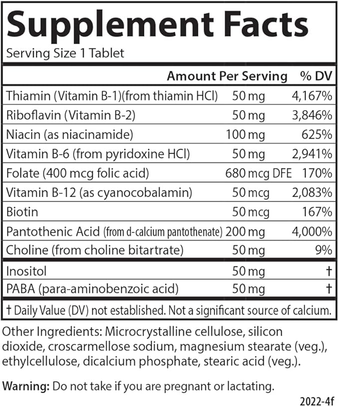 Carlson - B Compleet 50 Balanced Vitamin B Complex Energy Production Cellular Support &amp Optimal Wellness 250 Tablets