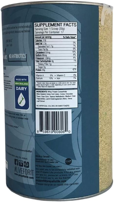 Propello Life Grass-fed Whey Protein Powder (West Indies Cocoa 17 Servings)