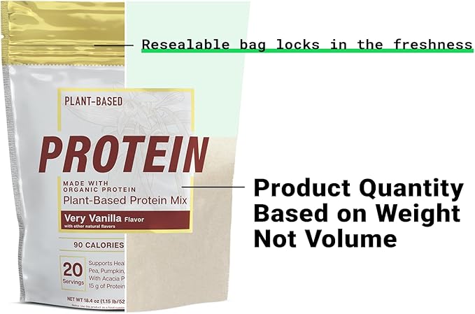 Essential Elements Pea Protein Powder - Very Vanilla | Low-carb Plant-Based Vegan Blend - Keto-Friendly and Gluten-Free | 20 Servings 18oz