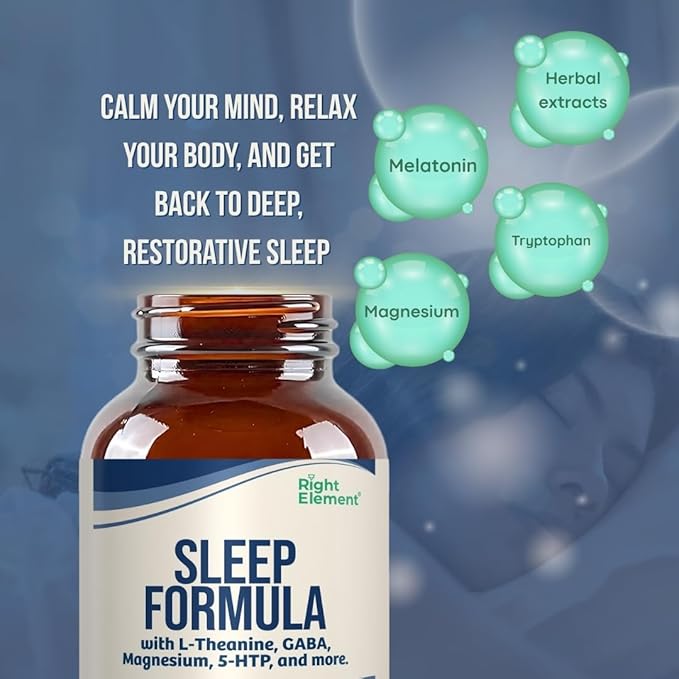 Sleep Formula with L-Theanine GABA Magnesium 5-HTP and More (1-Pack)