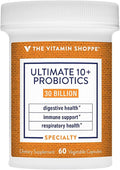 The Vitamin Shoppe Ultimate 10+ Probiotics 30 Billion CFU - 10 Probiotic Strains for Digestive Health Immune &amp Gut Support (60 Vegetable Capsules)