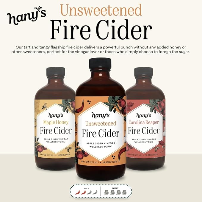 Hany's Harvest Unsweetened Fire Cider – 32 fl oz Glass Bottle | All-Natural Small-Batch Handcrafted Non-GMO Gluten-Free