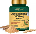 VAHDAM Ashwagandha Supplement 1800mg with Ashwagandha Root Extract and L-Theanine | Support Stress Relief Mood and Sleep | 90 Capsules