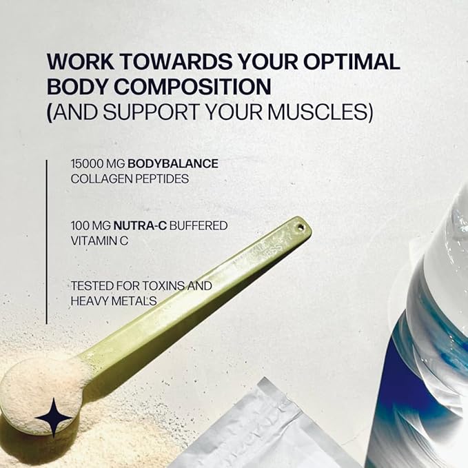Sparkle Wellness BODYBALANCE Bioactive Collagen Peptides | Collagen Powder Supplement with Hydrolyzed Collagen Peptides &amp Buffered Vitamin C | Muscle Boost (Mixed Berry) [30-Serves]