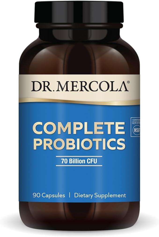 Dr. Mercola Complete Probiotics - 70 Billion CFU - Supports Immune Digestive &amp Gut Health - Features 10 Strains - Shelf Stable - GMO-Free Gluten-Free &amp Soy-Free - 90 Capsules (90 Servings)
