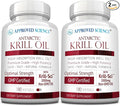 Approved Science Krill Oil - 2000mg Antarctic Krill Oil 650mcg Astaxanthin - 260mg EPA 160mg DHA - 180 Softgels - Pack of 2