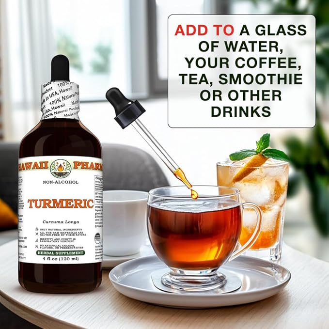 Turmeric (Curcuma Longa) Dry Rhizome Glycerite All Natural Vegan Lab Tested Alcohol-Free Liquid Extract - 32 fl.oz