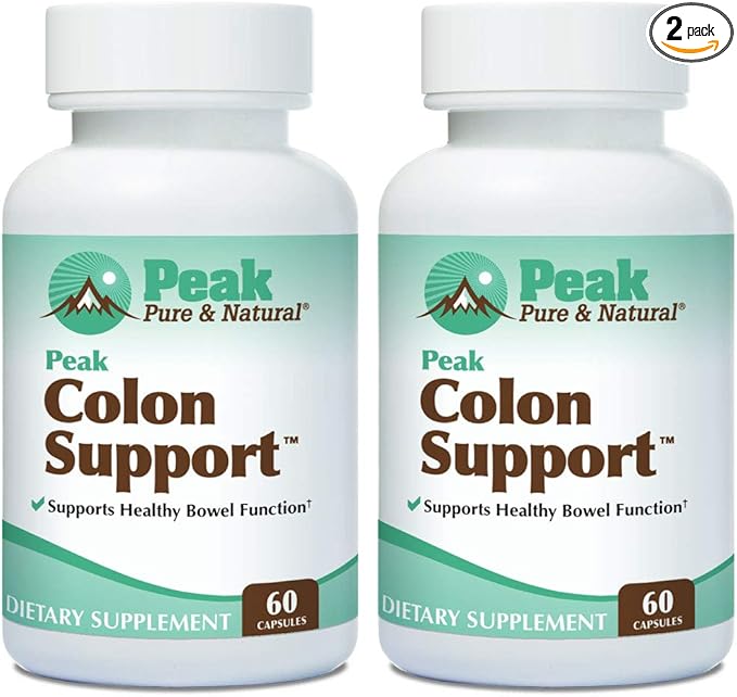 Peak Pure &amp Natural Colon Support - Colon Cleanse and Detox Supplement for Digestive Health - Gut Health Support with Inulin and Senna Leaf Extracts - with Fiber Prebiotics and Probiotics - 2 Pa