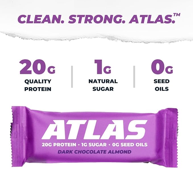 Atlas Bar – 20g Protein 1g Sugar 0g Seed Oils 0g Sugar Alcohols (Variety Pack 12 Count) (24 Count Variet)